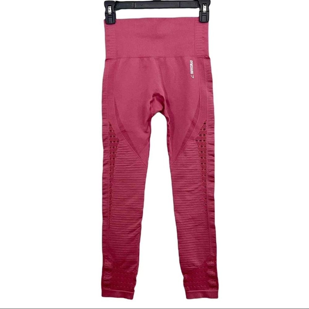 Gymshark Women's High Waisted Band Pink Leggings Size S Cherry Cerise Athletic